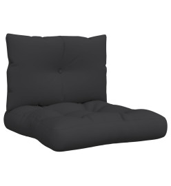 Coussins de palette 2 pcs noir tissu