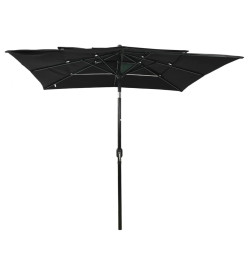 Parasol à 3 niveaux avec mât en aluminium Noir 2,5x2,5 m