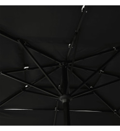 Parasol à 3 niveaux avec mât en aluminium Noir 2,5x2,5 m