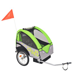 Remorque de vélo pour enfants Gris et vert 30 kg