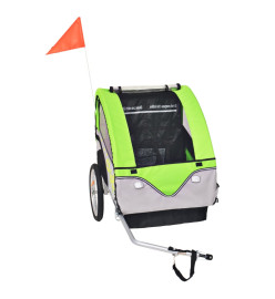 Remorque de vélo pour enfants Gris et vert 30 kg