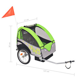 Remorque de vélo pour enfants Gris et vert 30 kg