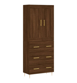 Buffet haut Chêne marron 69,5x34x180 cm Bois d'ingénierie