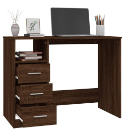 Bureau avec tiroirs Chêne marron 102x50x76 cm Bois d'ingénierie