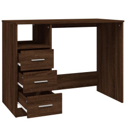 Bureau avec tiroirs Chêne marron 102x50x76 cm Bois d'ingénierie