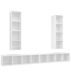 Meubles TV muraux 4 pcs Blanc Aggloméré