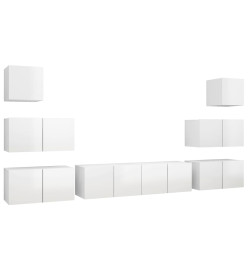 Ensemble de meuble TV 8 pcs Blanc brillant Aggloméré