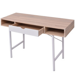 Bureau avec 1 compartiment Chêne et blanc