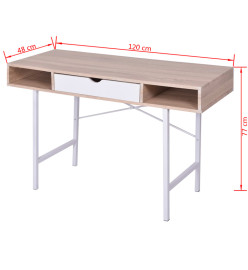 Bureau avec 1 compartiment Chêne et blanc