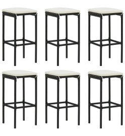 Tabourets de bar avec coussins lot de 6 noir résine tressée