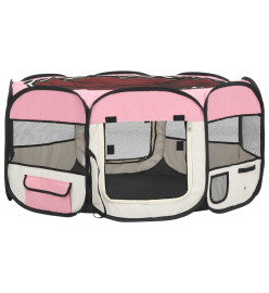 Parc pliable pour chien avec sac de transport Rose 145x145x61cm