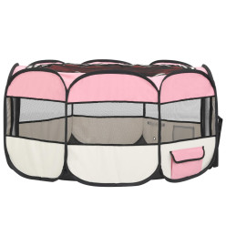 Parc pliable pour chien avec sac de transport Rose 145x145x61cm