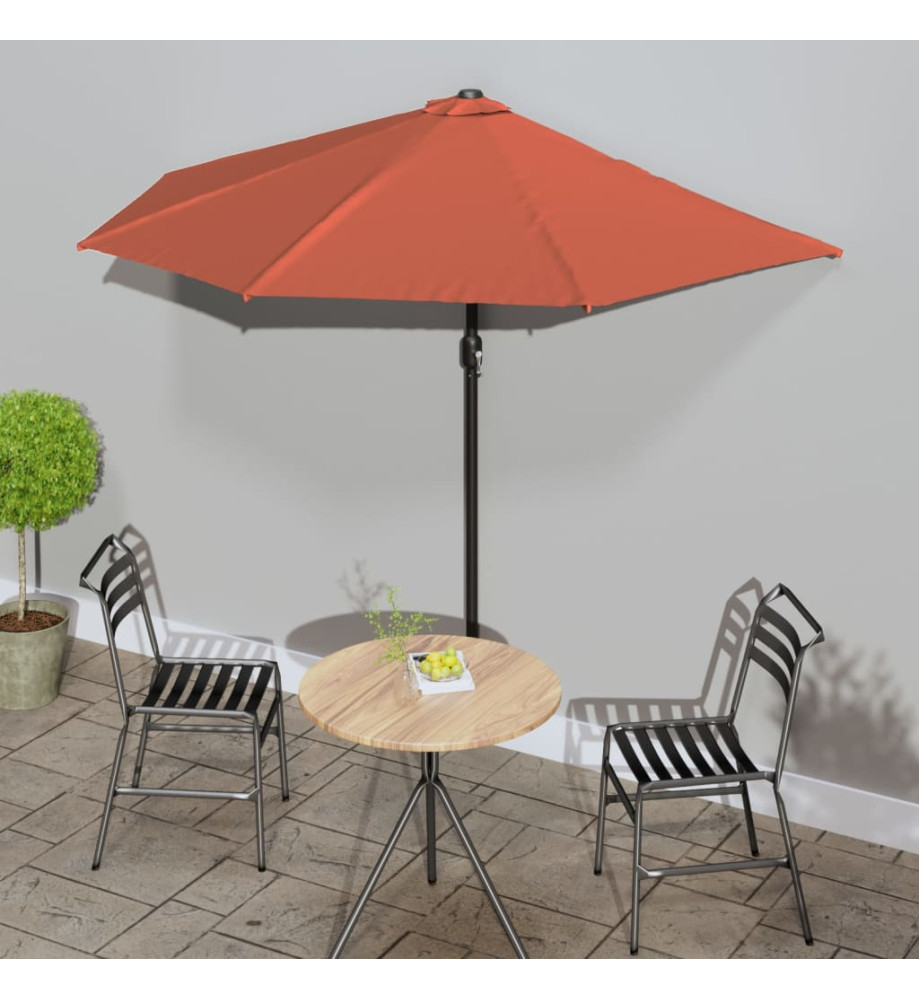 Parasol de balcon et mât en aluminium Terre cuite 270x144x222cm