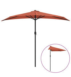 Parasol de balcon et mât en aluminium Terre cuite 270x144x222cm