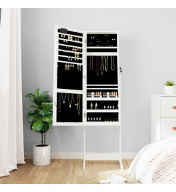 Armoire à bijoux miroir avec lumières LED sur pied blanc