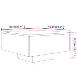 Table basse Chêne marron 60x60x31,5 cm Bois d'ingénierie