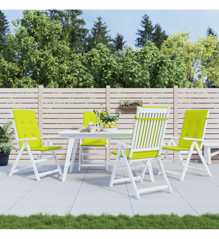 Coussins de chaise de jardin à dossier haut lot de 4 vert vif