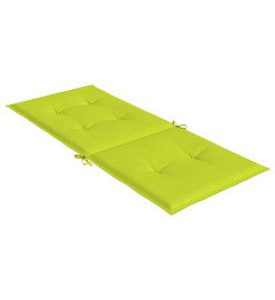 Coussins de chaise de jardin à dossier haut lot de 4 vert vif