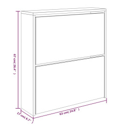 Armoire à chaussures et miroir 2 niveaux Gris béton 63x17x67 cm