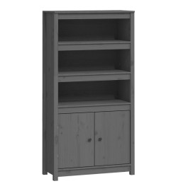 Buffet haut Gris 80x35x154 cm Bois massif de pin