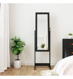 Armoire à bijoux miroir avec lumières LED sur pied noir