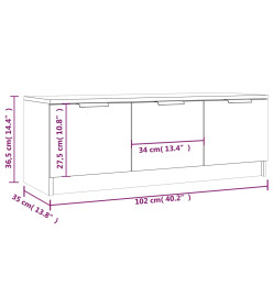 Meuble TV Noir 102x35x36,5 cm Bois d'ingénierie