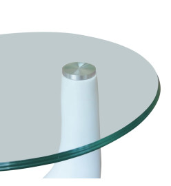 Table basse et dessus de table Verre rond Blanc brillant 2 pcs