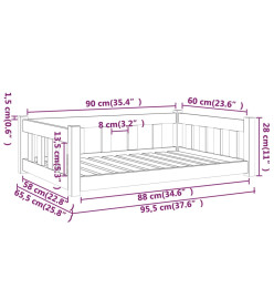 Lit pour chien 95,5x65,5x28 cm bois de pin solide