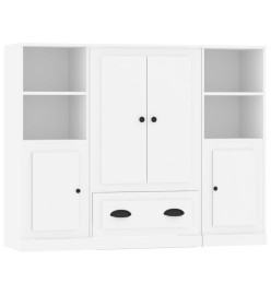 Buffets 3 pcs blanc bois d'ingénierie