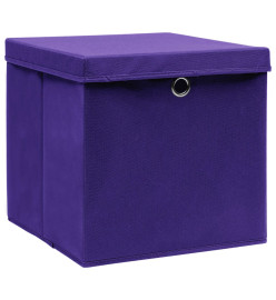 Boîtes de rangement et couvercles 10pcs Violet 32x32x32cm Tissu