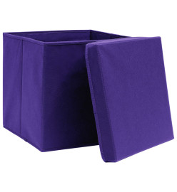 Boîtes de rangement et couvercles 10pcs Violet 32x32x32cm Tissu