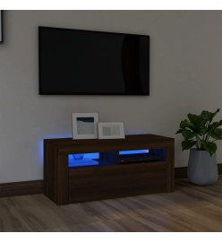 Meuble TV avec lumières LED Chêne marron 90x35x40 cm