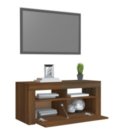 Meuble TV avec lumières LED Chêne marron 90x35x40 cm