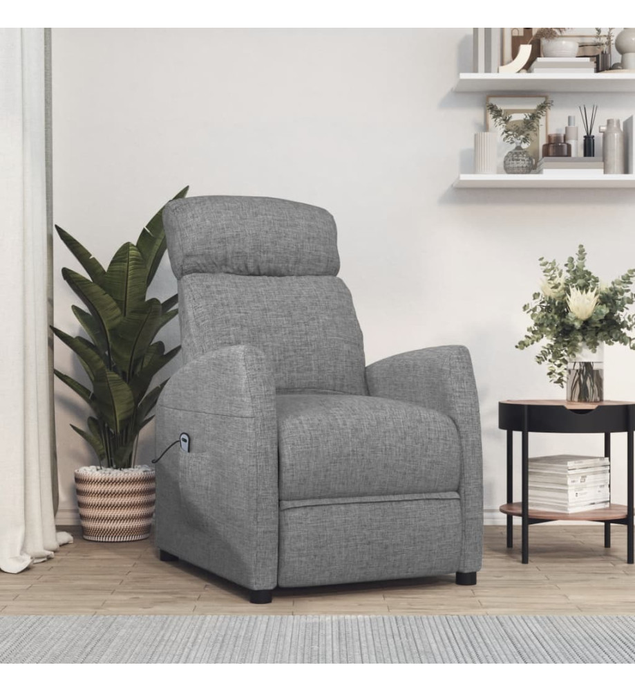 Fauteuil inclinable électrique Gris clair Tissu