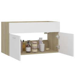 Armoire d'évier Blanc et chêne sonoma 80x38,5x46 cm Aggloméré