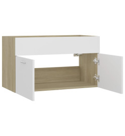 Armoire d'évier Blanc et chêne sonoma 80x38,5x46 cm Aggloméré