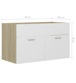 Armoire d'évier Blanc et chêne sonoma 80x38,5x46 cm Aggloméré