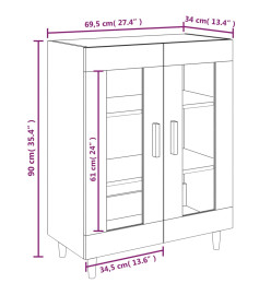 Buffet chêne fumé 69,5x34x90 cm bois d'ingénierie