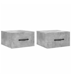 Tables de chevet murales 2 pcs gris béton 35x35x20 cm