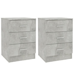 Tables de chevet 2 pcs Gris béton 38 x 35 x 56 cm Aggloméré