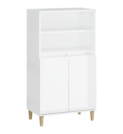 Buffet haut Blanc brillant 60x36x110 cm Bois d'ingénierie