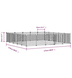 Cage animaux de compagnie à 20 panneaux et porte Noir 35x35 cm