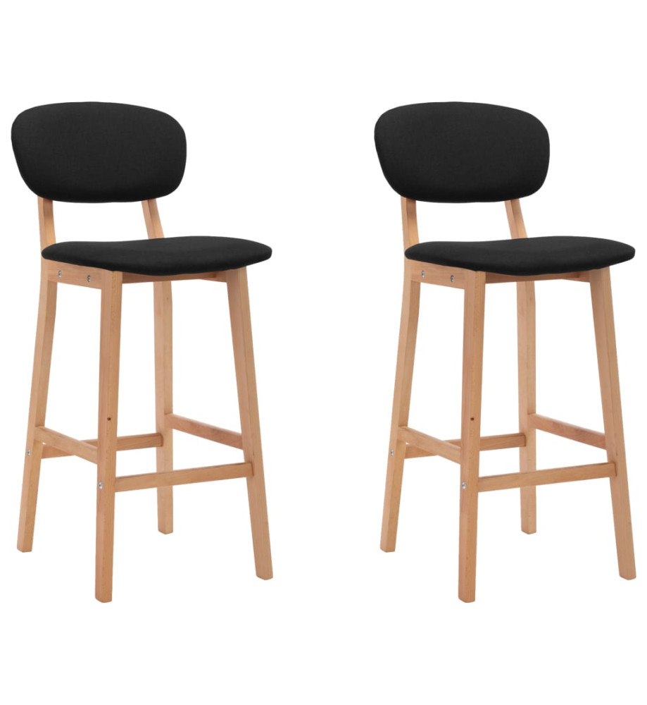 Tabourets de bar lot de 2 noir tissu