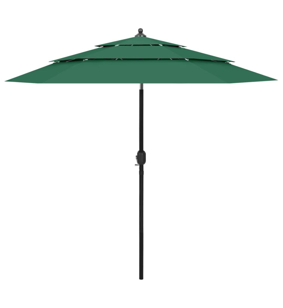 Parasol à 3 niveaux avec mât en aluminium Vert 2,5 m