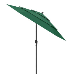 Parasol à 3 niveaux avec mât en aluminium Vert 2,5 m