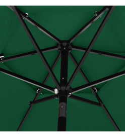 Parasol à 3 niveaux avec mât en aluminium Vert 2,5 m