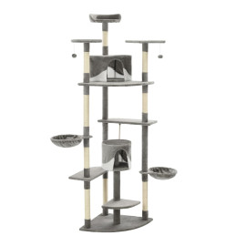 Arbre à chat avec griffoirs en sisal 203 cm Gris et Blanc