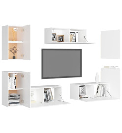 Ensemble de meubles TV 7 pcs Blanc Aggloméré