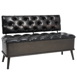 Banc de rangement avec dossier 110 cm Noir Similicuir