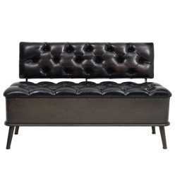 Banc de rangement avec dossier 110 cm Noir Similicuir